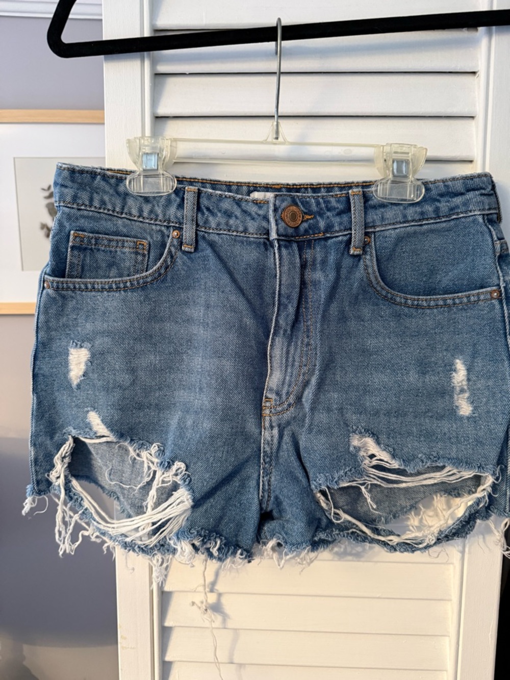 Forever 21 Distressed Light Blue Denim Jean Shorts